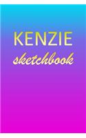 Kenzie: Sketchbook - Blank Imaginative Sketch Book Paper - Pink Blue Gold Custom Letter K Personalized Cover - Teach & Practice Drawing for Experienced & As