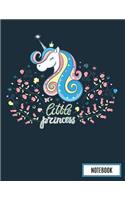 Notebook: Little Princess Unicorn (Journal/Diary/Notebook) (Composition Book) (8.5 X 11 Large) Professionally Designed