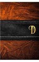 D: Gold Letter Inlay Antique Monogram Vintage Leather (Effect) Organizer Plannner 2019