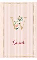 W Journal: Roses Journal, personalized monogram initial W blank lined notebook with interior pages decorated with roses for women and girls