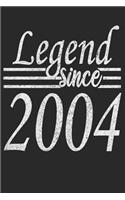 Legend Since 2004: Blank Lined Journal, Happy Birthday Sketchbook, Notebook, Diary Perfect Gift For 15 Year Old Boys And Girls
