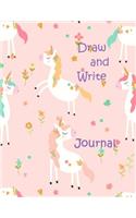 Draw and Write Journal: Big Writing Drawing Book Pink Unicorns Cover for Kids