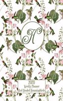 2020 Weekly Planner - Red Headed Hummingbirds - Personalized Letter H - 14 Month Large Print