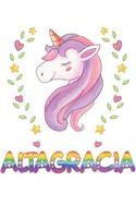 Altagracia: Altagracia Notebook Journal 6x9 Personalized Gift For Altagracia Unicorn Rainbow Colors Lined Paper