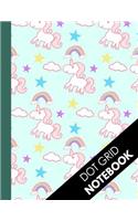 Dot Grid Notebook: Lovely Unicorn and Rainbow Pattern Dot Grid Journal: Large Dotted Paper Book for Girls Teens and Women ( Bullet Grid Notebook )