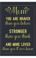 Mom You Are Braver Than You Believe, Stronger Than You Think, and More Loved Than You'll Ever Know: Fill in the Blank Book for Mom, Unique Mothers Day Gifts, Mothers Day Journal, Mothers Day Notebook, Personalised Mothers Day Gifts