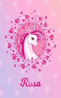 Rosa: Unicorn Large Blank Primary Handwriting Learn to Write Practice Paper for Girls - Pink Purple Magical Horse Personalized Letter R Initial Custom Fir