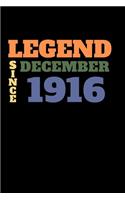 Legend since December 1916: Ruled Birthday Diary Notebook or Guest book Journal - Lined Register Pocketbook for Men and Women with Lines - Visitors' book for Birthdays and Part