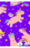 My Unicorn Journal - Journal Series Volume 4: 6 x 9 inches 150 pages (75 sheets) Lined Journal - Date line and 22 wide ruled lines for writing. Bright Purple glossy cover with unicorns, birds an(4 My Unicorn Journal - Journal)