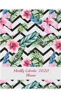 Monthly Calendar 2020 Planner: Beauty Pink Floral, Monthly Calendar Book 2020, Weekly/Monthly/Yearly Calendar Journal, Large 8.5" x 11" 365 Daily journal Planner, 12 Months Calend