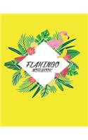 Flamingo notebook: Flamingo and refreshing fruits on yellow cover and Dot Graph Line Sketch Blank pages, Extra large (8.5 x 11) inches, 120 pages, White paper, Sketch,