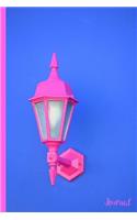 Pink #6 Journal: Outdoor Light Fixture on Bright Blue Background - 6 X 9 - Notebook, Diary, Doodle, Write, Notes, Sketch Pad, Notebook, Blank Book