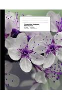 Composition Notebook Wide Ruled 7.44 X 9.69 Inches 100 Sheets / 200 Pages: Abstract Purple Cherry Blossom Flower