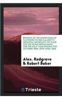 Reports of the Inspectors of Factories to Her Majesty's Principal Secretary of State for the Home Department, for the Half Year Ending 31st October 1865; 30th April 1866