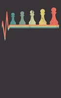 Chess Notebook: Chess Chessmen Pawn Player Gift Vintage Retro Heartbeat 6x9 Dot Grid 120 Pages Notebook Sketchbook Journal