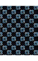Cornell Notes Notebook: Blue Black Floral - Large 8.5"x11" - 140 Page - Cornell Note Taking System for Students - College-Ruled - Softbound - Glossy Cover
