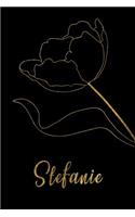 Stefanie: Personalized Writing Journal for Women - Elegant Black and Gold