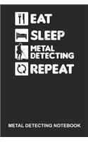 Metal Detecting Notebook: Lined Log Book For Treasure Hunter: Metal Detecting Journal Eat Sleep Repeat Gift