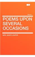 Poems Upon Several Occasions Volume 1