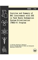 Overview and Summary of NRC Involvement with DOE in the Tank Waste Remediation System-Privatization Program