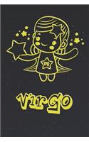 Virgo - My Cute Zodiac Sign Notebook: Horoscope Notepad for Kids - 120 Pages, blanc lined, 6" x 9" - Astrology Drawing Pad, Diary