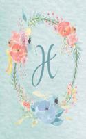 Notebook 8.5"x11" - Letter H - Light Blue and Pink Floral Design: College-ruled, lined format exercise book, Personalized with Initials.(8 Letter/Initial H - Light Blue and Pink Floral Design Notebook 8.5"x11", Alphabet)
