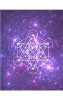 Metatron's Cube Space Shimmer 8.5 x 11 150 Pages College Ruled Journal Notebook