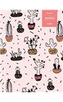 Dot Grid Notes 110 Pages: Cactus Floral Notebook for Professionals and Students, Teachers and Writers - Succulent Pattern - Pink Sketch Style Pattern