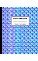 Composition Notebook: Blue Mermaid Pattern Wide Ruled Notebook