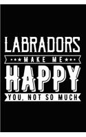 Labradors Make Me Happy You, Not So Much: Funny Labrador lined journal gifts. Best Lined Journal gifts For Labrador Lovers. This Cute Dog Lined Journal Gifts includes 100 pages to take notes