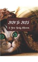 6 Year Daily Planner 2020 To 2025: Adorable Cat Cover Daily Weekly Monthly Yearly Agenda Calendar Notebook January To December Blank Template Fill In Notepad