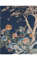 Cornell Method Notebook: Perfect for studying, notetaking, college work: Vintage Chinese artwork cover: Tree and flowers