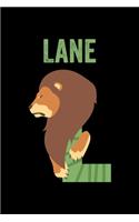 Lane: Animals Coloring Book for Kids, Weekly Planner, and Lined Journal Animal Coloring Pages. Personalized Custom Name Initial Alphabet Christmas or Birt