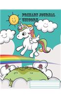 Primary Journal Unicorn: Picture Story Composition Book with handwriting line, Half Page Ruled 110 Page (55 Sheets), 7.44"x9.69", Grades level Pre, K-2, Unicorn and Rainbow 