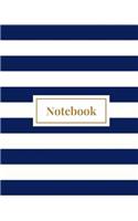 Notebook - Navy Stripe Composition Book: (8 x 10) Lined Journal, 100 Pages, Smooth Matte Cover