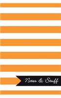 Notes & Stuff - Lined Notebook with Tangerine Striped Pattern Cover