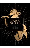 Dark Notes Notebook: Black Paper Dot Grid Journal - Mythological Seahorse Edition