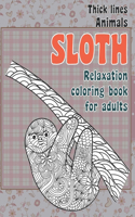 Relaxation Coloring Book for Adults - Animals - Thick Lines - Sloth