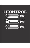 Leonidas: Pixel Retro Game 8 Bit Design Blank Composition Notebook College Ruled, Name Personalized for Boys & Men. Gaming Desk Stuff for Gamer Boys. Funny Co