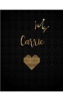 Carrie: Black Personalized Lined Journal with Inspirational Quotes