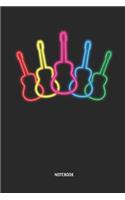 Guitarist Notebook: Blank Lined Retro Neon Acoustic Guitar Journal - Great Accessories & 80s Gift Idea for Guitarists & Guitar Lover.