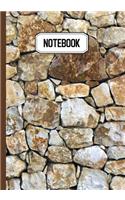 Notebook: Prise de notes, original & pratique de 110 pages lignées - Mur Pierres Ancien