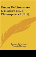 Etudes De Litterature, D'Histoire Et De Philosophie V1 (1812)