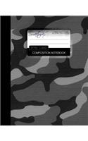 Army Camo Composition Notebook: College Ruled Writer's Notebook for School / Office / Student [ Perfect Bound * Large * Black & White ]