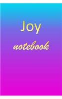 Joy: Blank Notebook - Wide Ruled Lined Paper Notepad - Writing Pad Practice Journal - Custom Personalized First Name Initial J Blue Purple Gold - Taking 