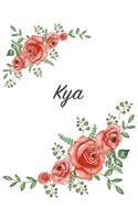 Kya: Personalized Composition Notebook - Vintage Floral Pattern (Red Rose Blooms). College Ruled (Lined) Journal for School Notes, Diary, Journaling. Flo