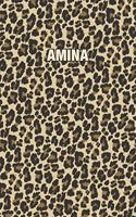 Amina: Personalized Notebook - Leopard Print (Animal Pattern). Blank College Ruled (Lined) Journal for Notes, Journaling, Diary Writing. Wildlife Theme Des