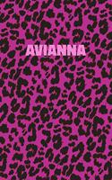 Avianna: Personalized Pink Leopard Print Notebook (Animal Skin Pattern). College Ruled (Lined) Journal for Notes, Diary, Journaling. Wild Cat Theme Design wi