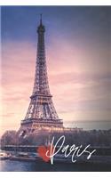 Paris Eiffel Tower Seine River Travel Lined Journal, Ruled Personal Diary Notebook for Women and Girls, Softcover Writing Notepad Gift, 120 Pages