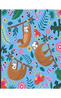 Alyssa: Light Blue Sloth Notebook, 366 Pages College Ruled Sloth Notebook, Cute Sloth Cover Note Pad